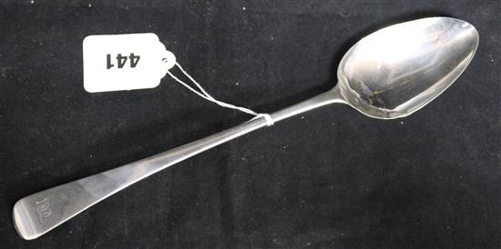 A George III silver Old English pattern basting spoon by Urquhart & Hart, London, 1789, (a.f.).